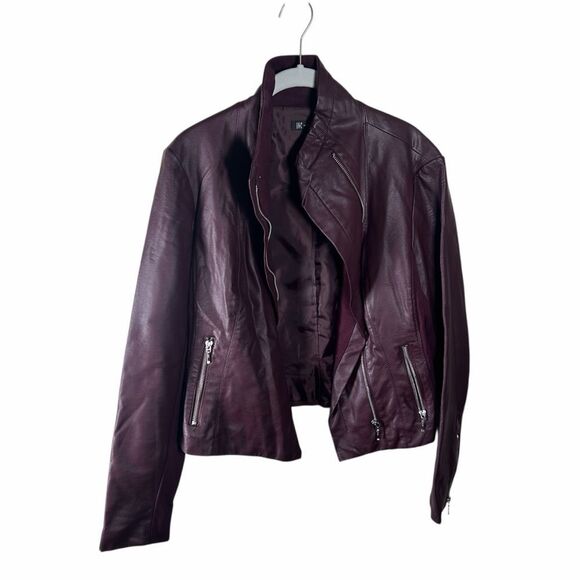 INC International Concepts Jackets & Blazers - INC International Concepts Deep Burgundy Leather Jacket